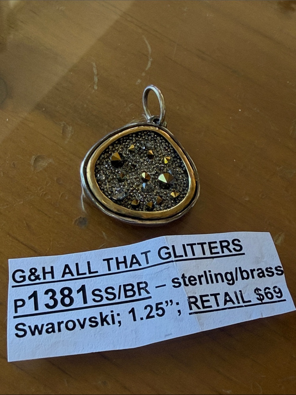 G&H All That Glitters .925 Sterling & Brass Swarovski Pendant - Gold and Silver